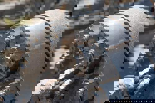 A flange made with a custom gasket.